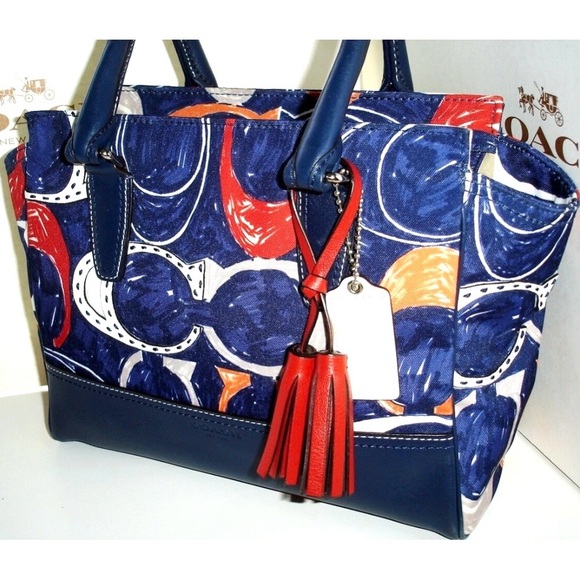 Coach Legacy Heritage Candace Carryall Satchel Bag 19951 - 2012 Blue Canvas EUC - Picture 7 of 16